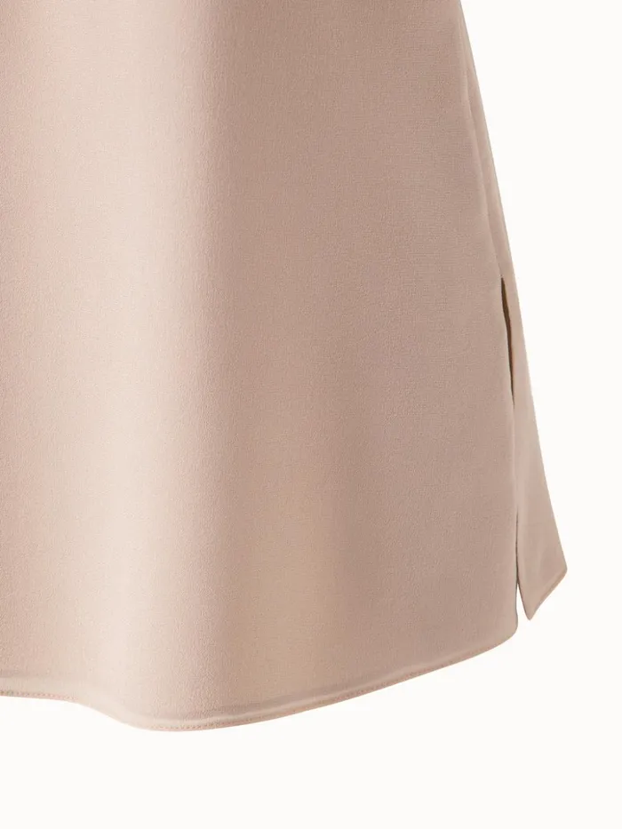 Silk Georgette Tank Top With VNeck Tulle Inset Craft Women Akris Blouses