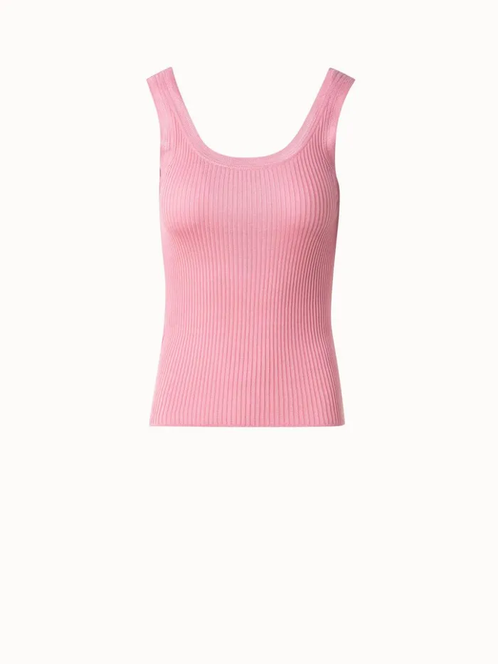 Silk Knit Rib Tank Top With Knitted Trim Lotus Women Akris Knitwear