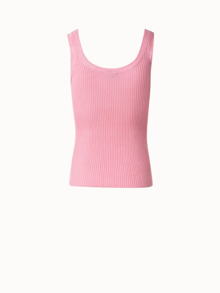 Silk Knit Rib Tank Top With Knitted Trim Lotus Women Akris Knitwear