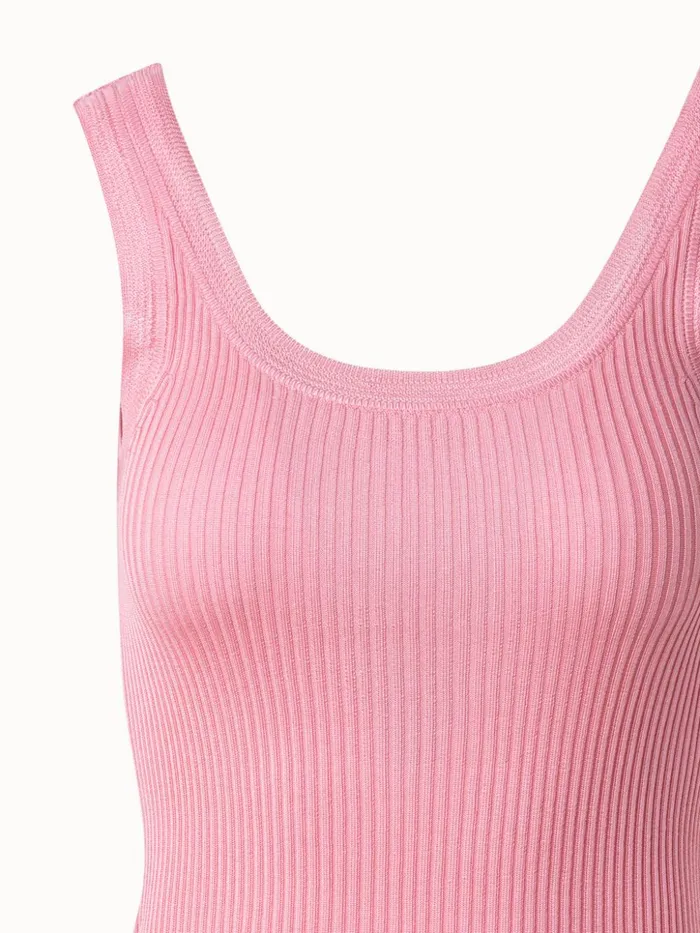 Silk Knit Rib Tank Top With Knitted Trim Lotus Women Akris Knitwear