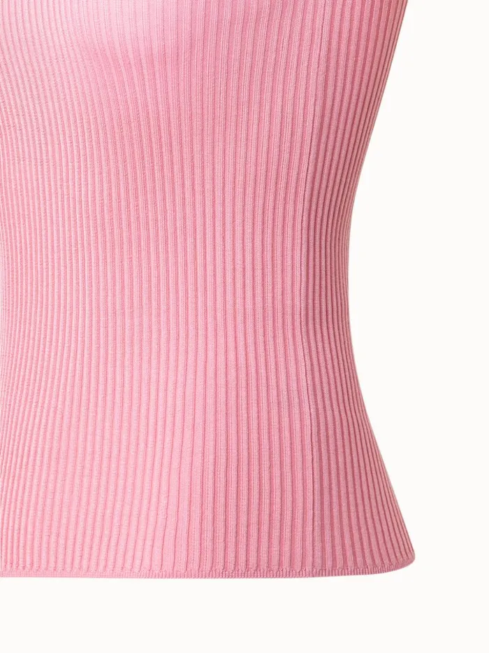 Silk Knit Rib Tank Top With Knitted Trim Lotus Women Akris Knitwear