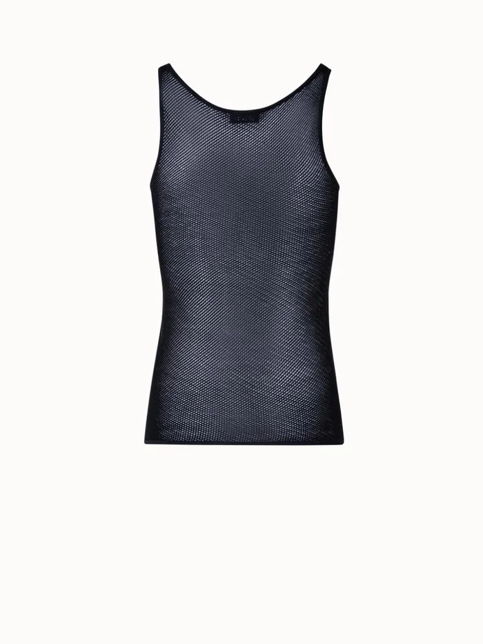 Silk Mesh Knit Tank Black Women Akris Knitwear