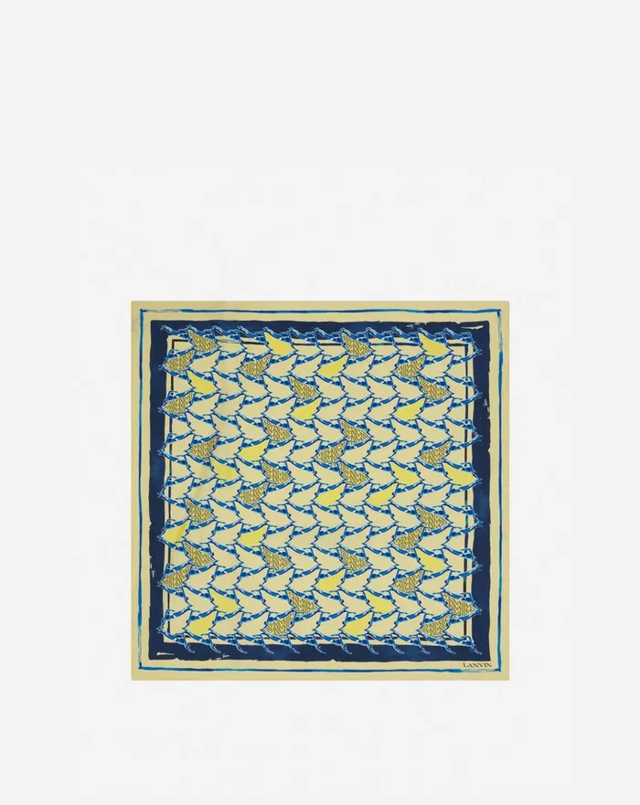 Silk Scarf With A Sports Print Yellow Women Lanvin Silks and Scarves