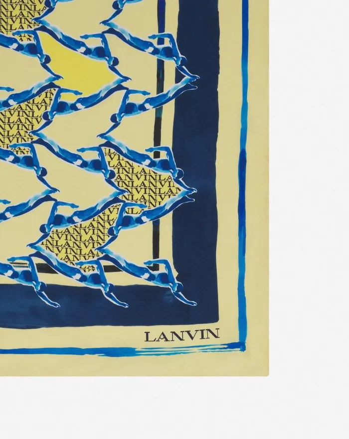Silk Scarf With A Sports Print Yellow Women Lanvin Silks and Scarves