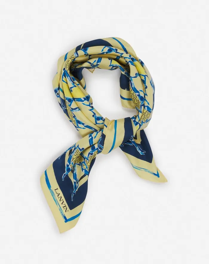 Silk Scarf With A Sports Print Yellow Women Lanvin Silks and Scarves