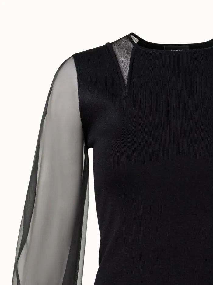 Silk Stretch Knit Pullover Black Women Akris Knitwear