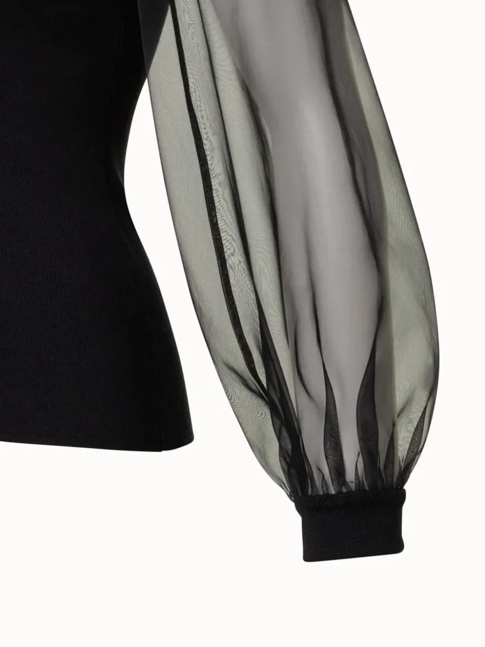 Silk Stretch Knit Pullover Black Women Akris Knitwear