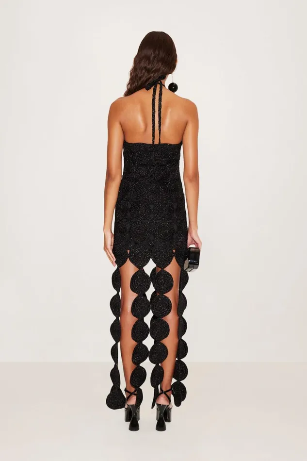 Simon Miller Dresses Beep Beep Dress In Black Hand Knit Lurex Crochet 8211 Women