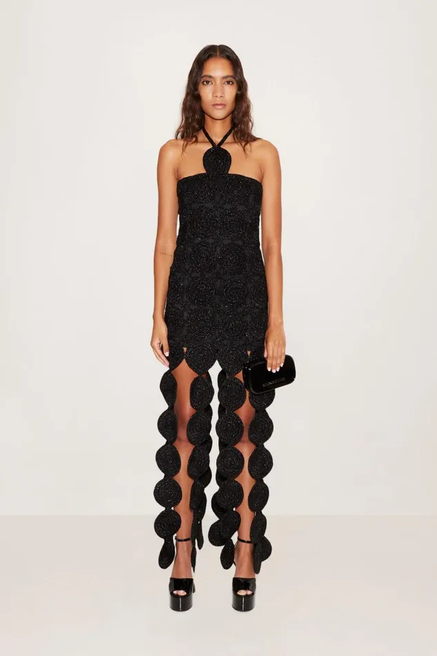 Simon Miller Dresses Beep Beep Dress In Black Hand Knit Lurex Crochet 8211 Women