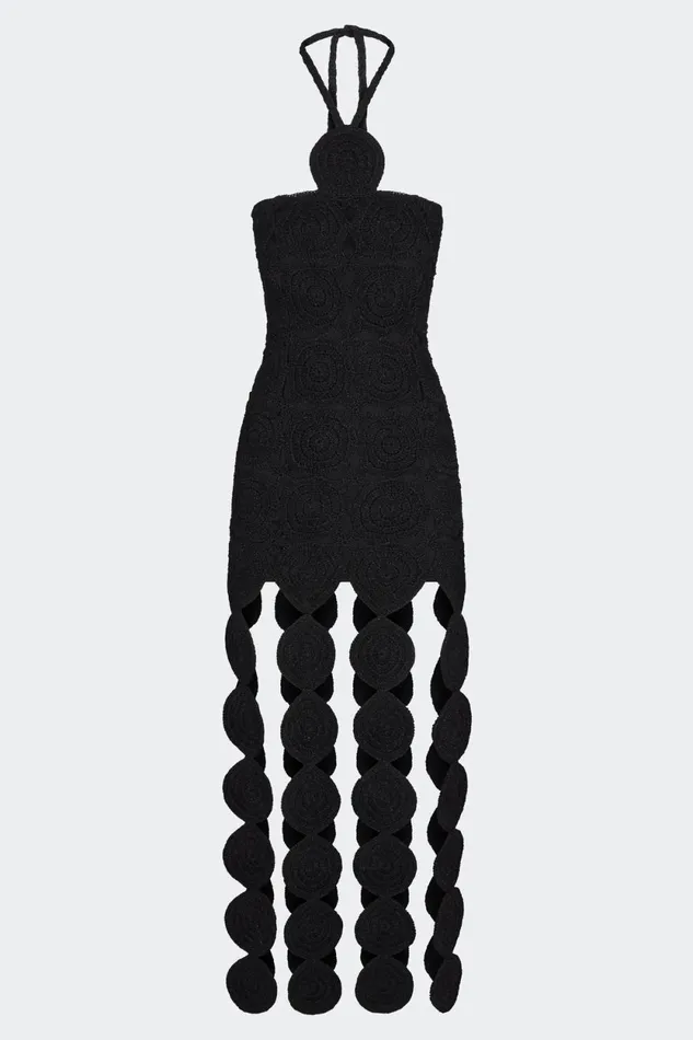 Simon Miller Dresses Beep Beep Dress In Black Hand Knit Lurex Crochet 8211 Women