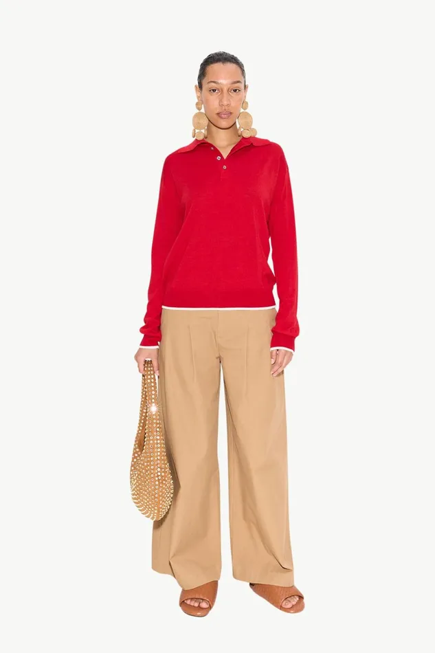 Simon Miller Sweaters Marcel Polo Sweater In Lucky Red Merino Wool 8211 Women