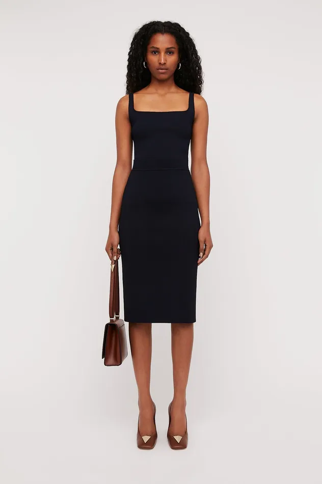 Skirts CREPE KNIT SLIT BACK SKIRT NAVY 8211 Scanlan Theodore Women