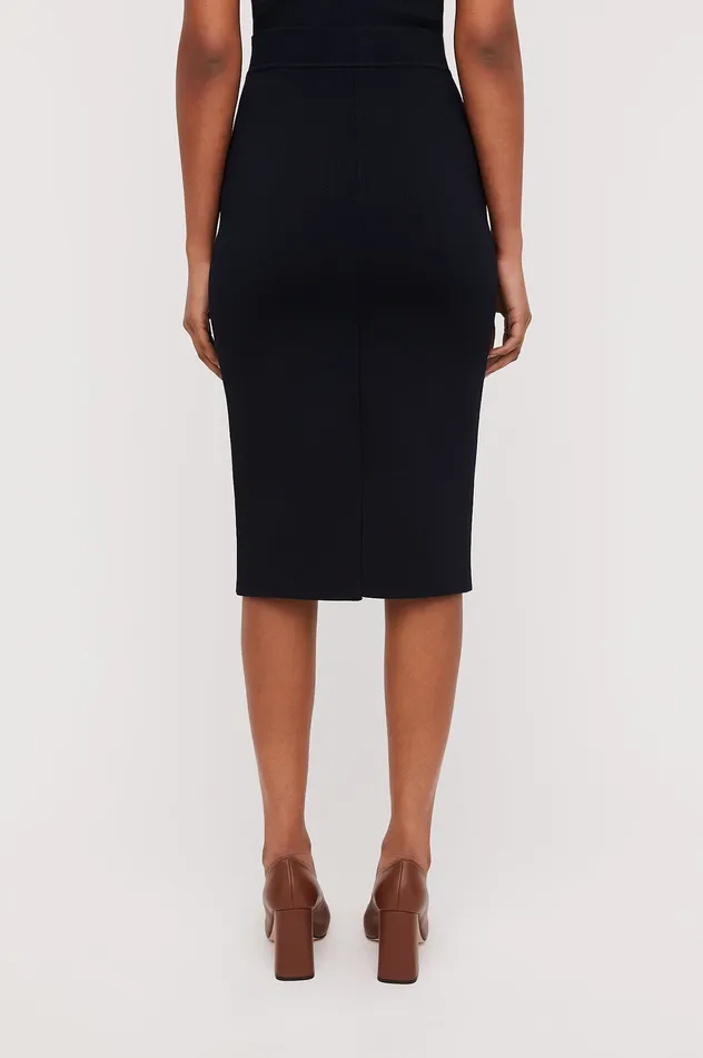 Skirts CREPE KNIT SLIT BACK SKIRT NAVY 8211 Scanlan Theodore Women