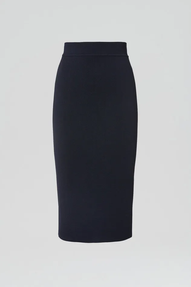 Skirts CREPE KNIT SLIT BACK SKIRT NAVY 8211 Scanlan Theodore Women