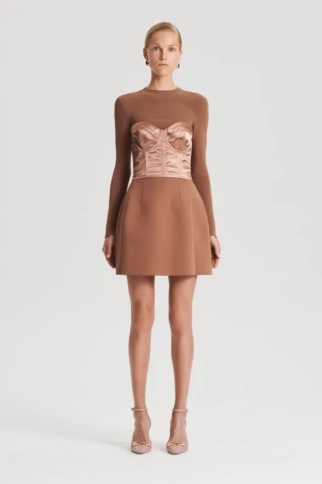 Skirts Scanlan Theodore Women CREPE KNIT PEPLUM SKIRT SPICE