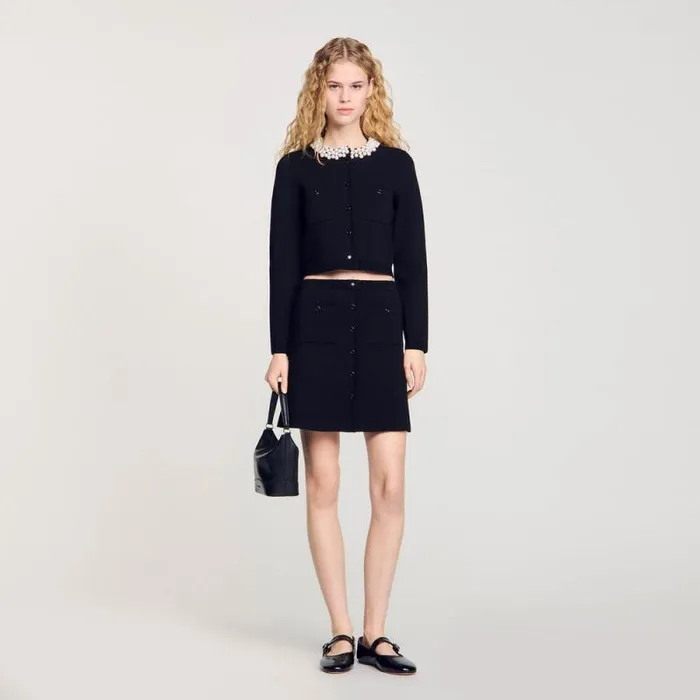 Skirts Women SANDRO Short Knit Skirt Black