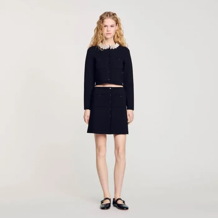 Skirts Women SANDRO Short Knit Skirt Black