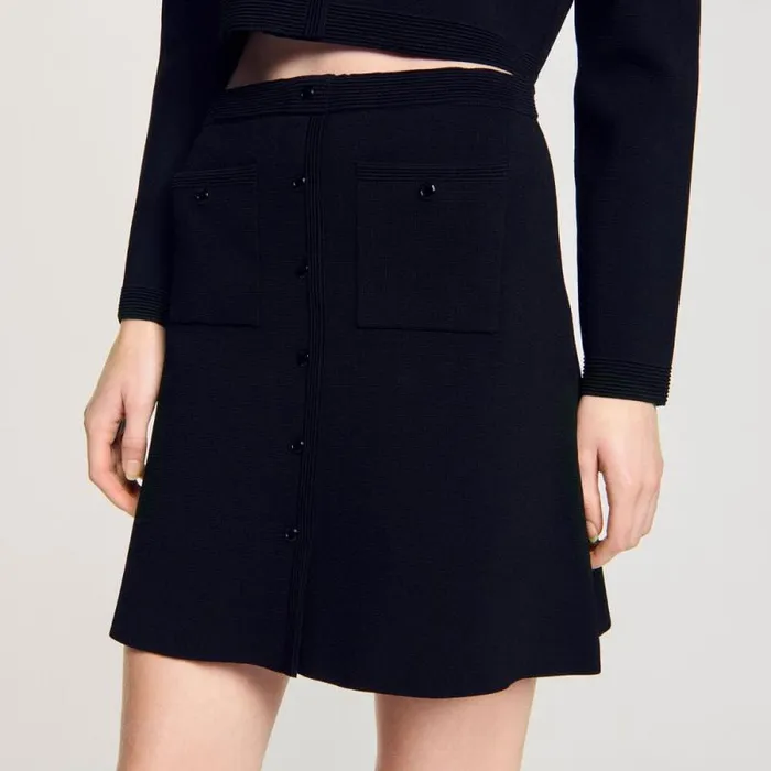 Skirts Women SANDRO Short Knit Skirt Black