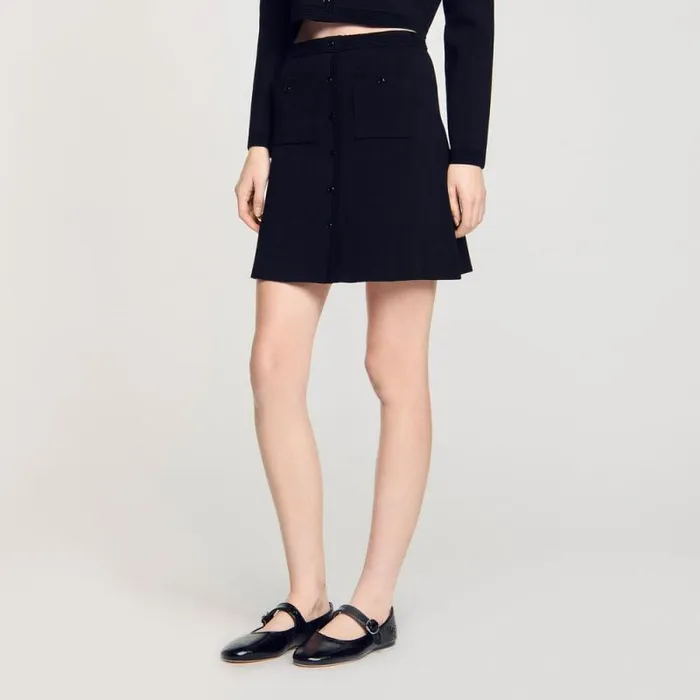 Skirts Women SANDRO Short Knit Skirt Black