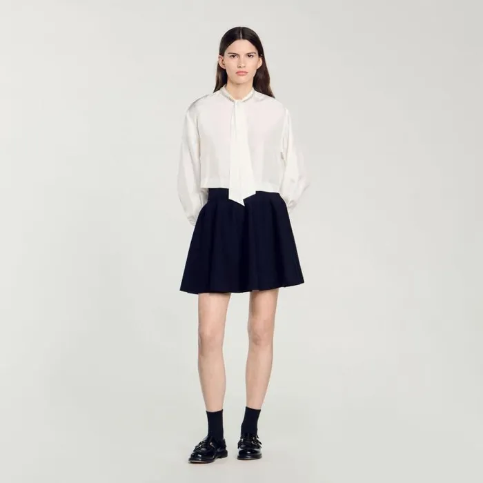 Skirts Women SANDRO Short Knit Skirt Navy Blue