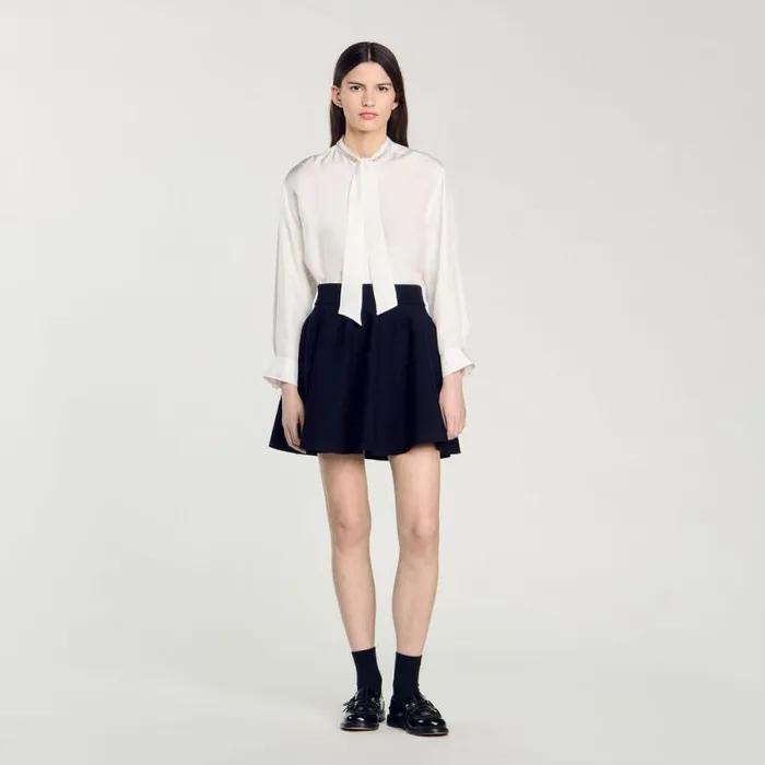 Skirts Women SANDRO Short Knit Skirt Navy Blue