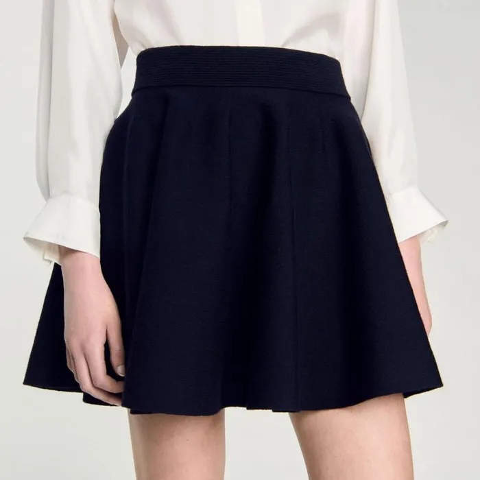 Skirts Women SANDRO Short Knit Skirt Navy Blue