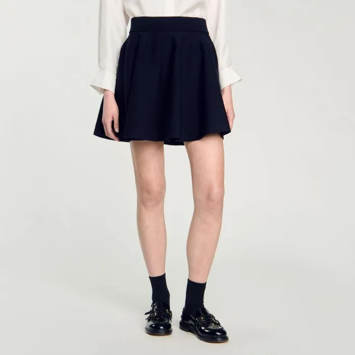 Skirts Women SANDRO Short Knit Skirt Navy Blue
