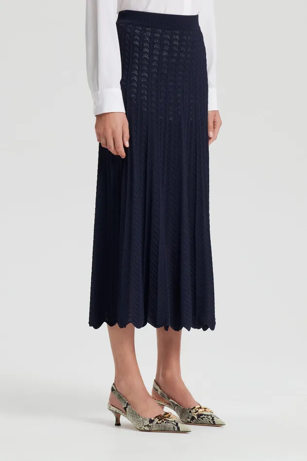 Skirts Women Scanlan Theodore PLEAT LACE SKIRT NAVY Skirts Women Scanlan Theodore PLEAT LACE SKIRT NAVY