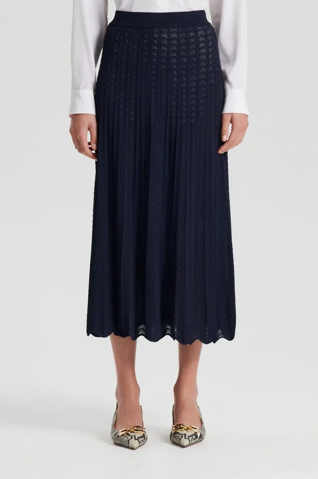 Skirts Women Scanlan Theodore PLEAT LACE SKIRT NAVY Skirts Women Scanlan Theodore PLEAT LACE SKIRT NAVY