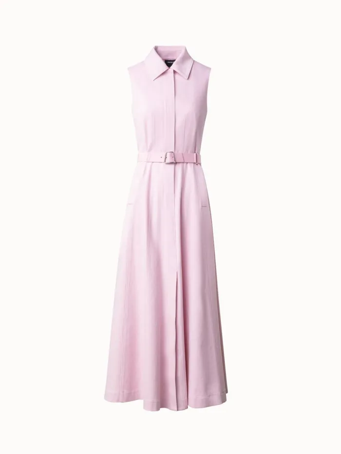Sleeveless Cotton Denim Midi Shirt Dress Lotus Women Akris Dresses