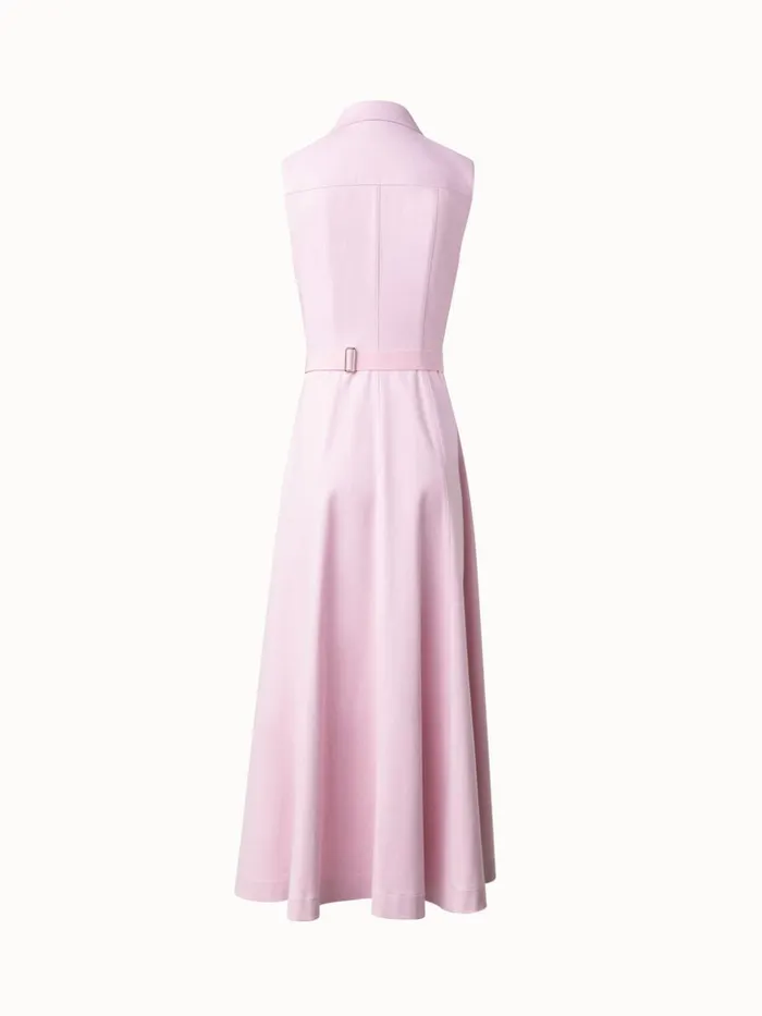 Sleeveless Cotton Denim Midi Shirt Dress Lotus Women Akris Dresses