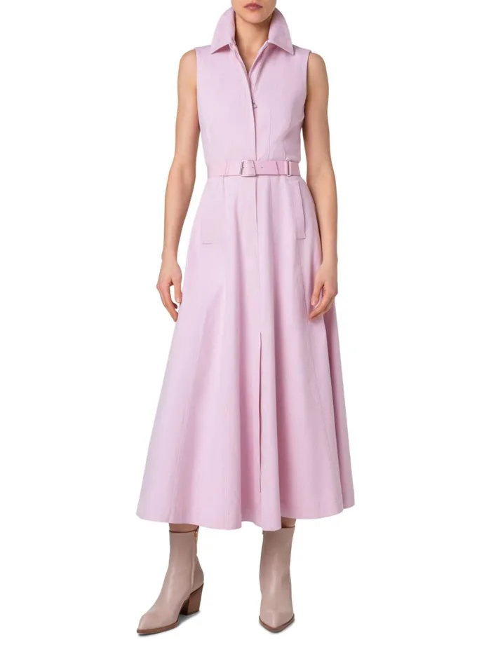 Sleeveless Cotton Denim Midi Shirt Dress Lotus Women Akris Dresses