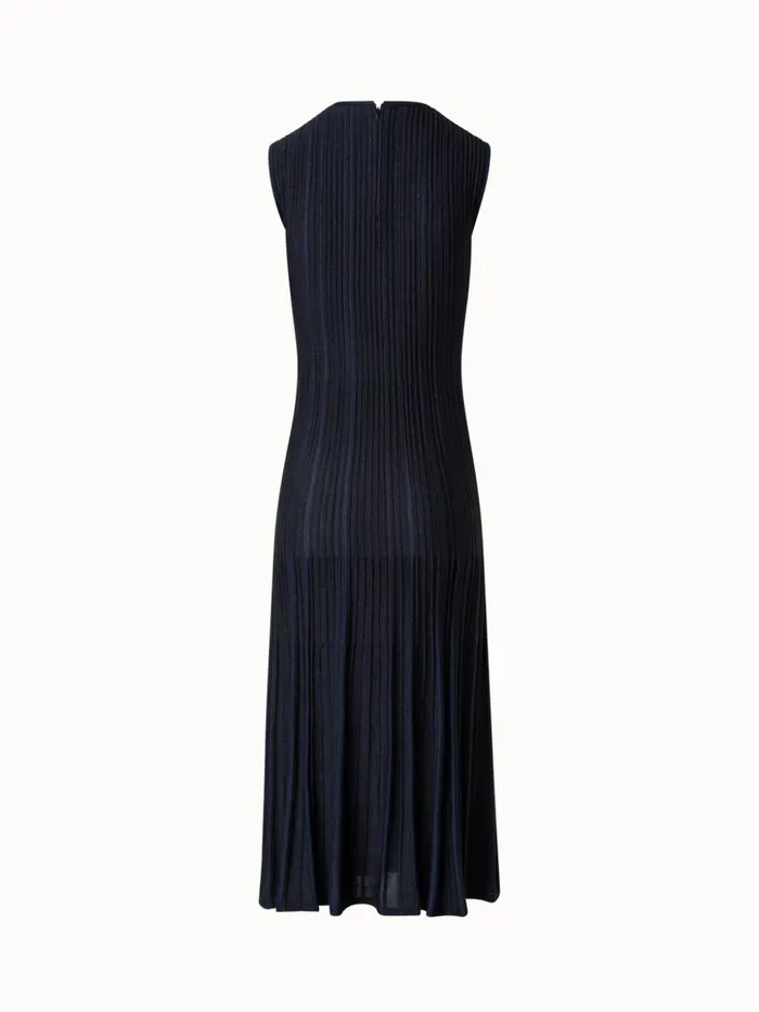 Sleeveless Knit Dress In Silk Rib Lurex Navyblack Women Akris Knitwear
