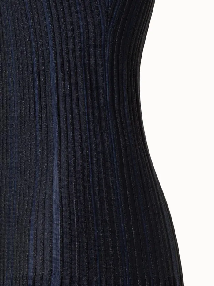 Sleeveless Knit Dress In Silk Rib Lurex Navyblack Women Akris Knitwear
