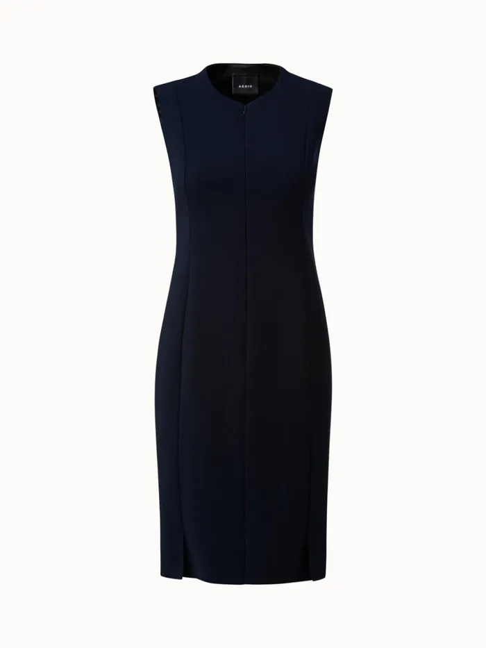 Sleeveless Sheath Dress From Wool DoubleFace Navy Women Akris Dresses