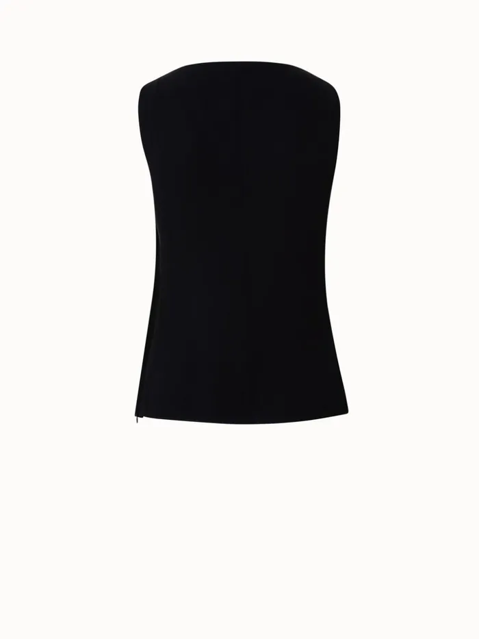 Sleeveless Silk Georgette Top Black Women Akris Blouses