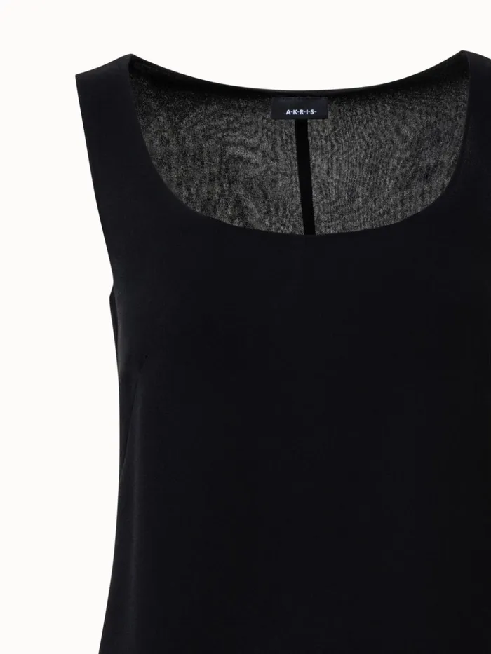 Sleeveless Silk Georgette Top Black Women Akris Blouses
