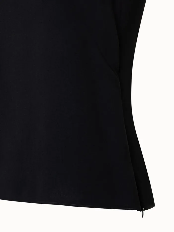 Sleeveless Silk Georgette Top Black Women Akris Blouses
