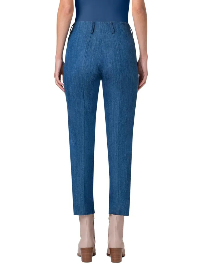 Slim Cotton Denim Stretch Pants With Ankle Length Denim Women Akris Pants