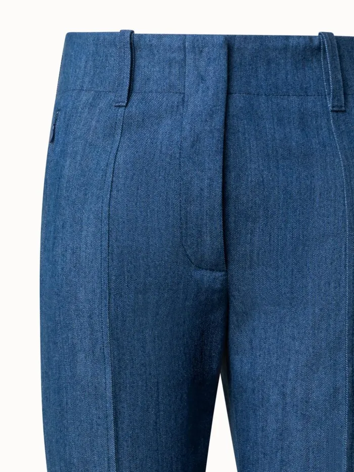 Slim Cotton Denim Stretch Pants With Ankle Length Denim Women Akris Pants