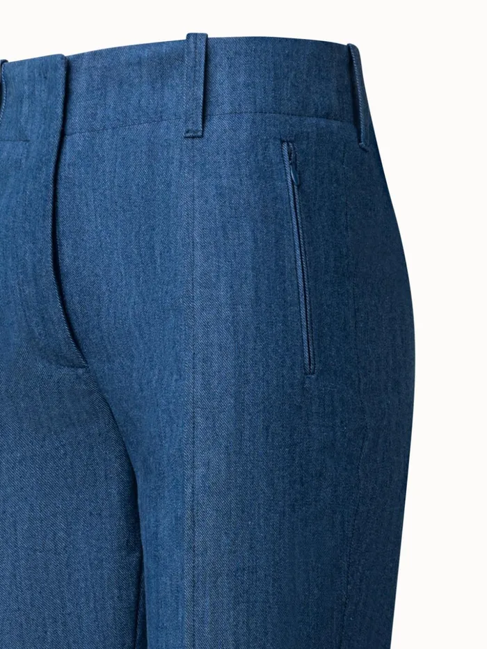 Slim Cotton Denim Stretch Pants With Ankle Length Denim Women Akris Pants