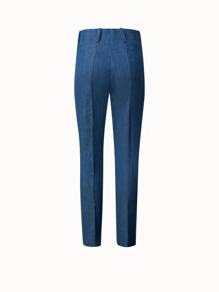 Slim Cotton Denim Stretch Pants With Ankle Length Denim Women Akris Pants