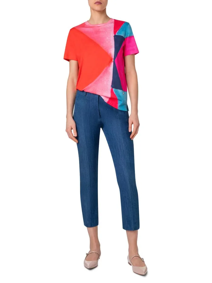 Slim Cotton Denim Stretch Pants With Ankle Length Denim Women Akris Pants
