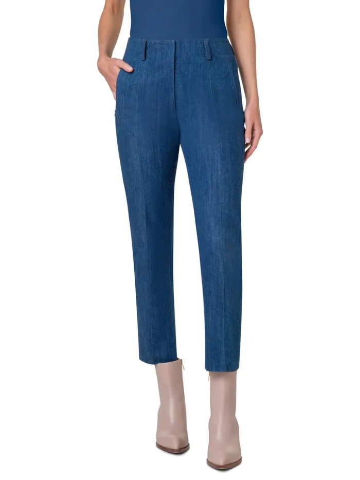 Slim Cotton Denim Stretch Pants With Ankle Length Denim Women Akris Pants