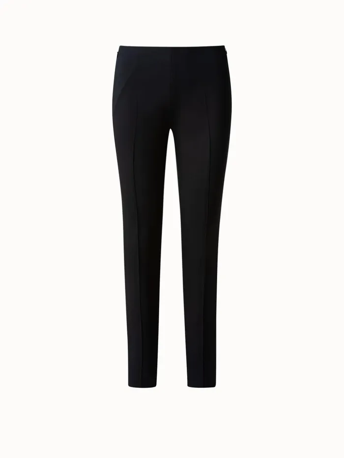 Slim Leg Silk Crpe Pants Black Women Akris Pants