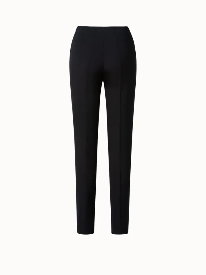 Slim Leg Silk Crpe Pants Black Women Akris Pants