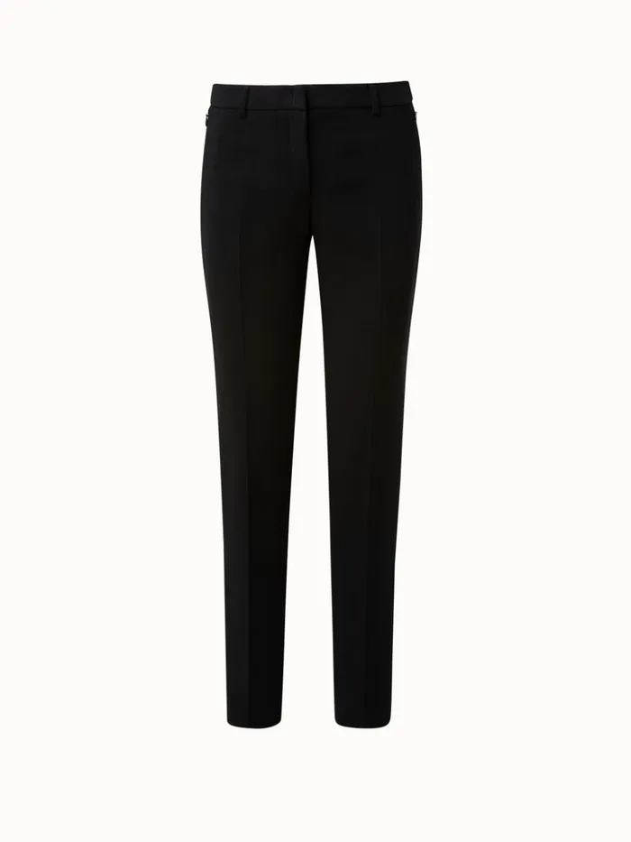 Slim Leg Wool Pants Black Women Akris Pants