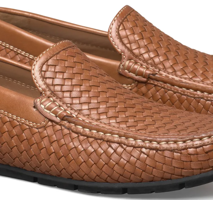 SlipOns and Loafers Baldwin Driver Woven SlipOn Loafer Tan Sheepskin Johnston and Murphy Men
