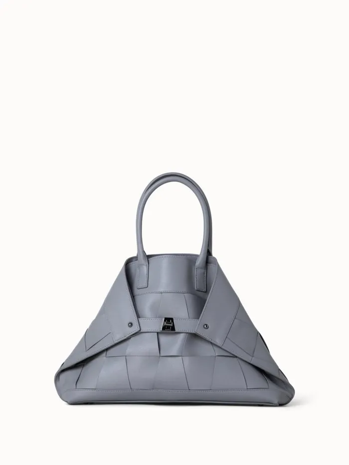 Small Ai Messenger Bag In Braided Leather Trapezoids Felt Women Akris Tote Bags