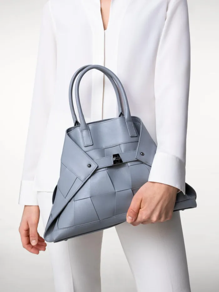 Small Ai Messenger Bag In Braided Leather Trapezoids Felt Women Akris Tote Bags